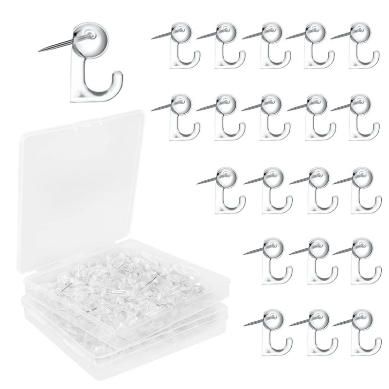 Cositina 100 Pcs Push Pin Hooks Plastic Heads Pin Tacks Wall Decorative Thumb Tacks Hook for Cork Bulletin Board Map Photos Calendar Home Office School Supplies - Transparent - Image 1