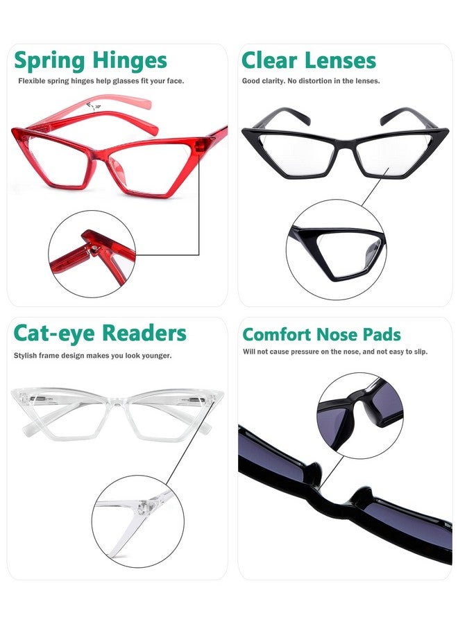 Eyekepper 5Pack Cat Eye Reading Glasses Women Oversized Readers +1.75 - Image 5
