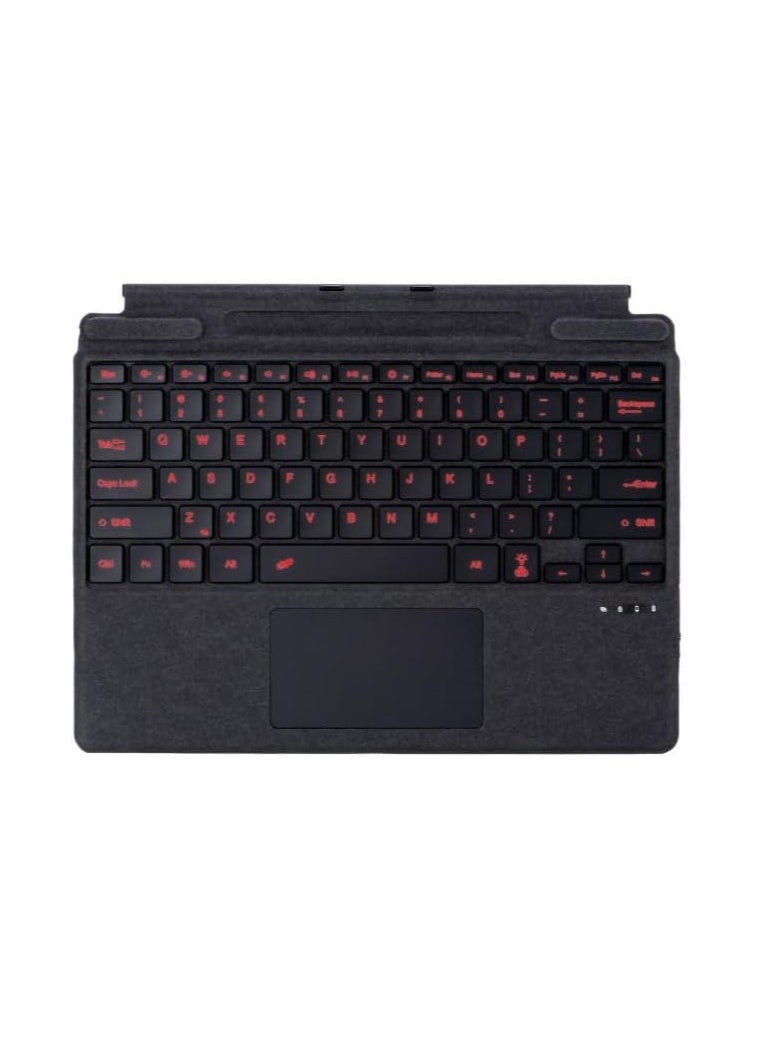 General Arabic and English Keyboard for Microsoft Surface Pro 11/X/10/9/8, 7-Colour Keycap Alphabet Backlit Bluetooth Wireless Detachable Keyboard with Magnetic Pen Slot  - Image 1