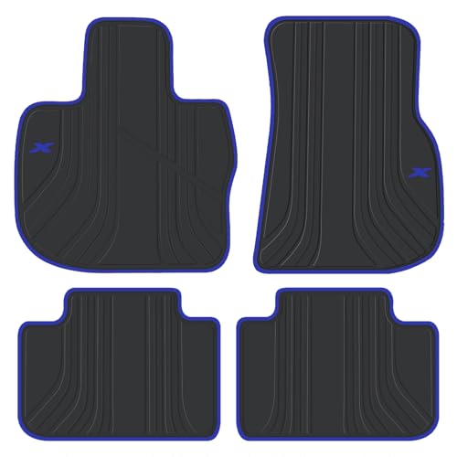San Auto Car Floor Mat for BMW X3 G01 X4 G02 2018 2019 2020 2021 2022 2023 2024 Custom Fit Black Navy Blue Rubber Auto Floor Liners Set All Weather Protection Heavy Duty Odorless - Image 1
