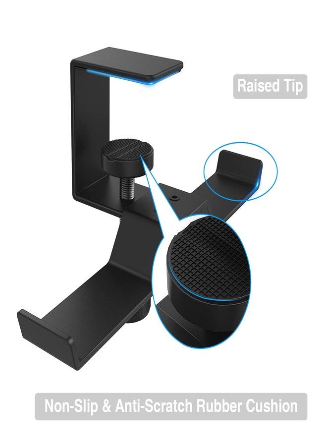 6amLifestyle Under Desk Dual Headphone Hanger, Metal Headset Stand Gaming Earphone Holder Universal Clamp on Desk Hanger Hook for All Headsets, Black (Patent) - Image 4