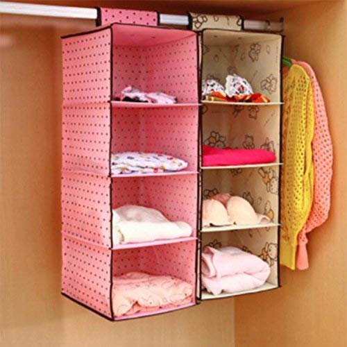 PRETOX 4 Pockets Wardrobe Door Wall Mounted Clothing Underware Hanging Storage Bag Multi Colour 1 Piece