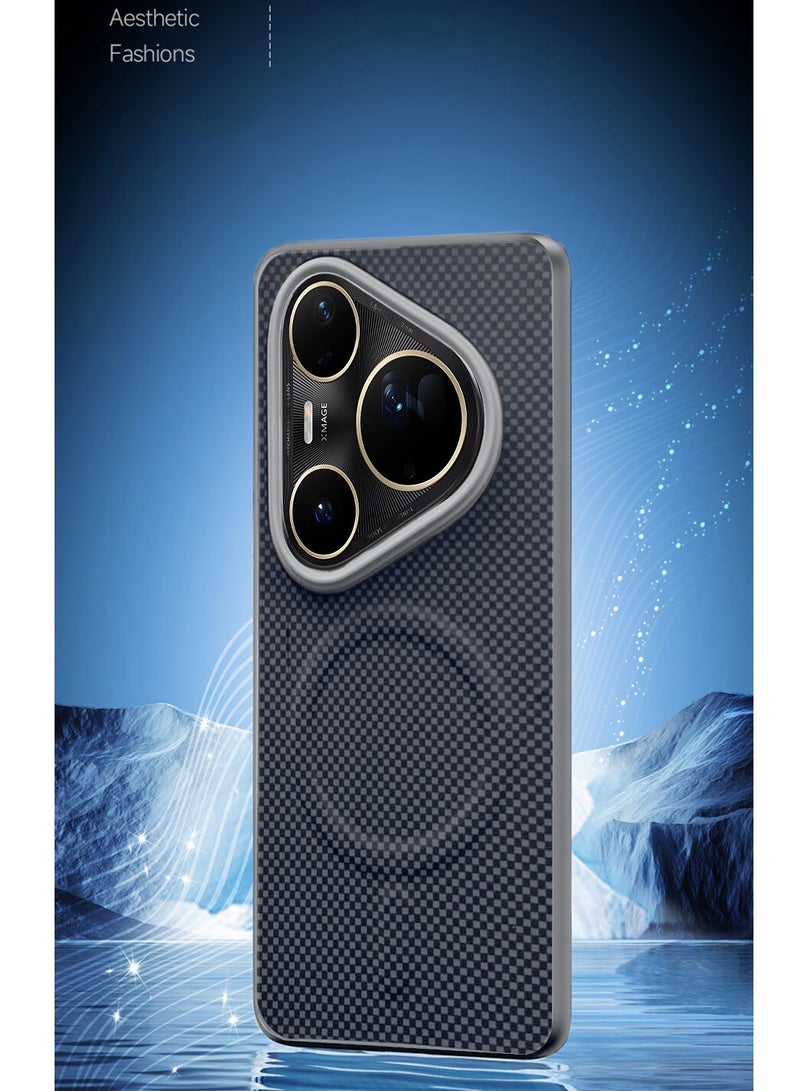 دبليو تيك حافظة هواتف هواوي بورا 80 ألترا 5G 2025 بقوام متميز من قماش الأراميد المغناطيسي مصممة لحافظة مagsafe (MCMPMN) - رمادي - Image 4