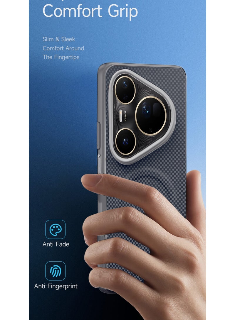 دبليو تيك حافظة هواتف هواوي بورا 80 ألترا 5G 2025 بقوام متميز من قماش الأراميد المغناطيسي مصممة لحافظة مagsafe (MCMPMN) - رمادي - Image 2