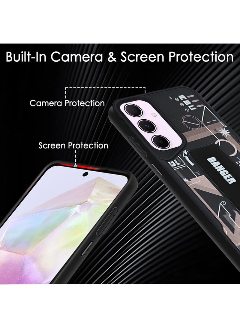 Techie غطاء خلفي سيليكون أستاتيكي للأزياء مع مسك مغناطيسي وحامل للوقوف لهاتف سامسونغ جالكسي A35 - أسود / أسود - Image 5