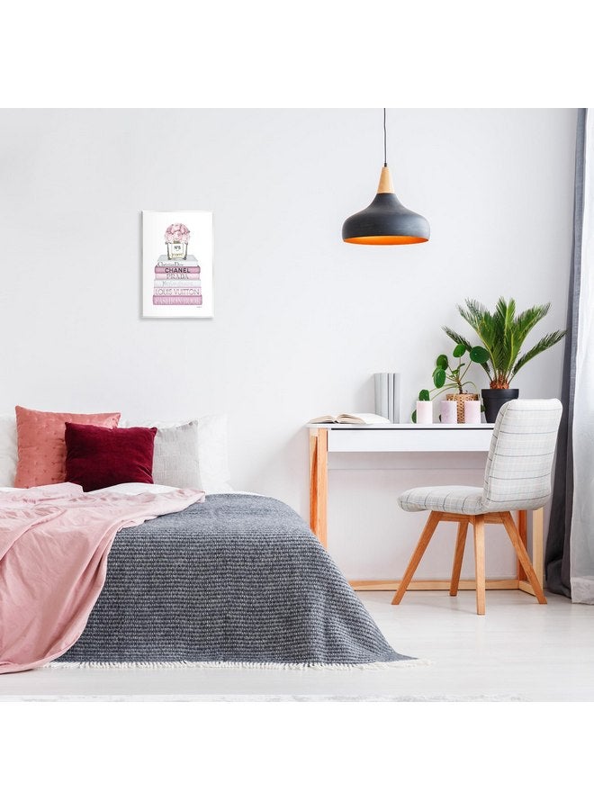 ستوبيل إنداستريز لوحة فنية جدارية من مجموعة Stupell Industries مكونة من باقة ورد وردية ومجموعة كتب مصممة للأزياء، مقاس 13 × 19 بوصة، باللون الأبيض - Image 2