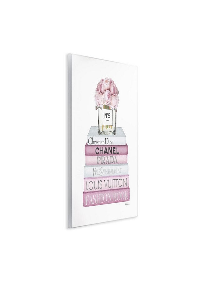 ستوبيل إنداستريز لوحة فنية جدارية من مجموعة Stupell Industries مكونة من باقة ورد وردية ومجموعة كتب مصممة للأزياء، مقاس 13 × 19 بوصة، باللون الأبيض - Image 3