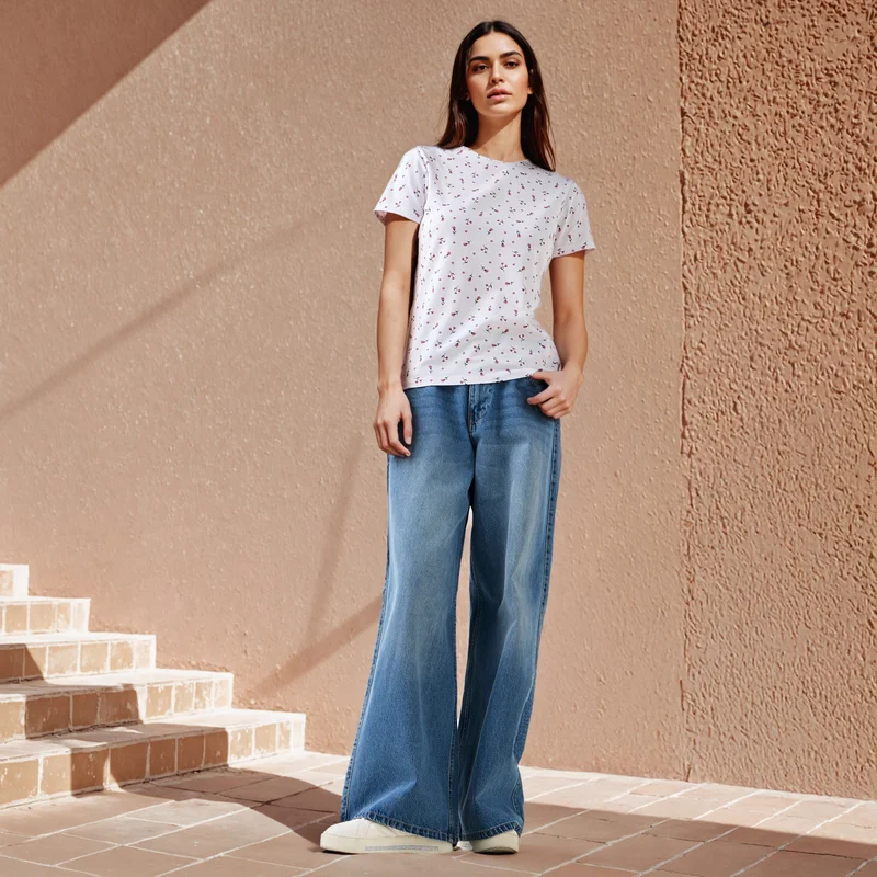 سبلاش فيڤ Floral Print Crew Neck T-shirt