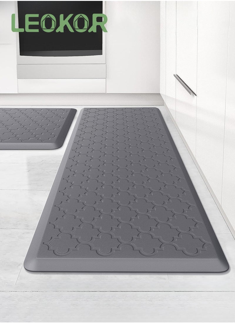 LEOKOR 2 PCS Kitchen Mat Cushioned Anti-Fatigue Floor Mat Waterproof Non-Skid Ergonomic Comfort Foam Rugs for Kitchen, Floor,Office, Sink, Laundry  - Image 1