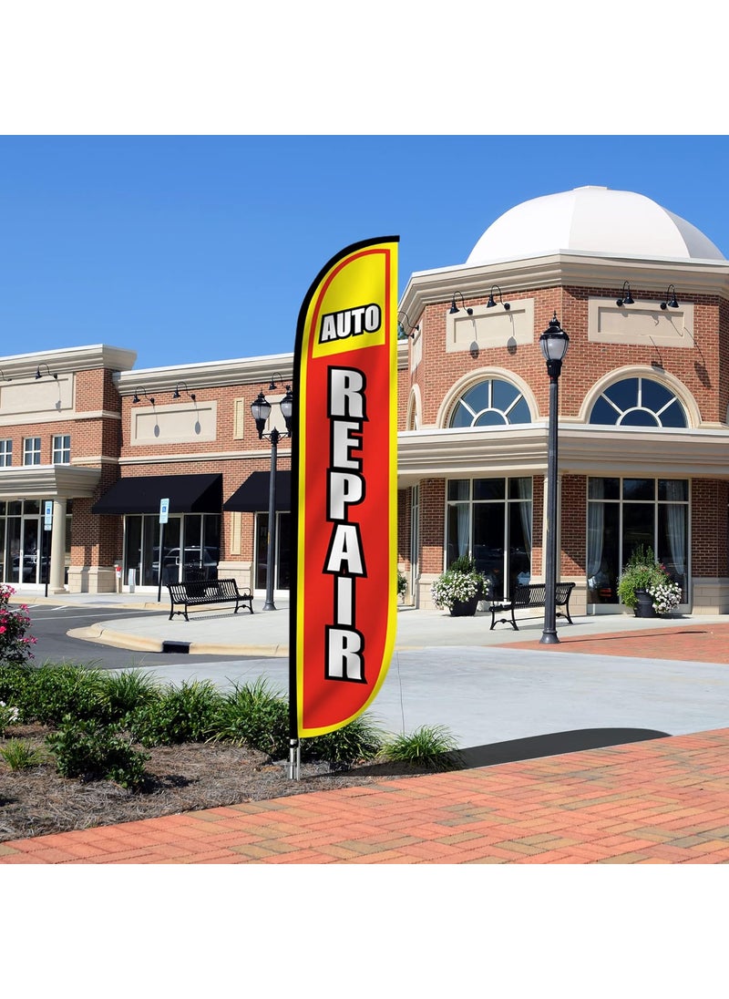 LookOurWay LookOurWay Feather Flag Pole Kit  12 Feet Tall Advertising Flag Banner with Fiberglass Pole Kit and Ground Spike for Business Promotion  Auto Repair Flag  Auto Repair 10M1200035  - Image 5
