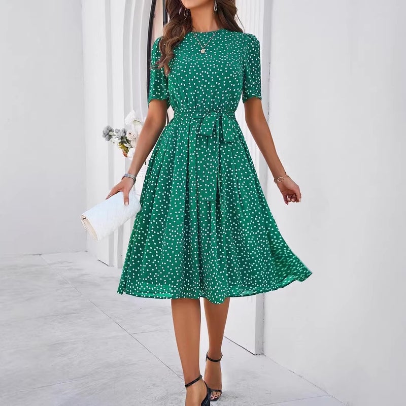 Polka Dot Chiffon Dress for Women - Summer Elegant Style - Image 2