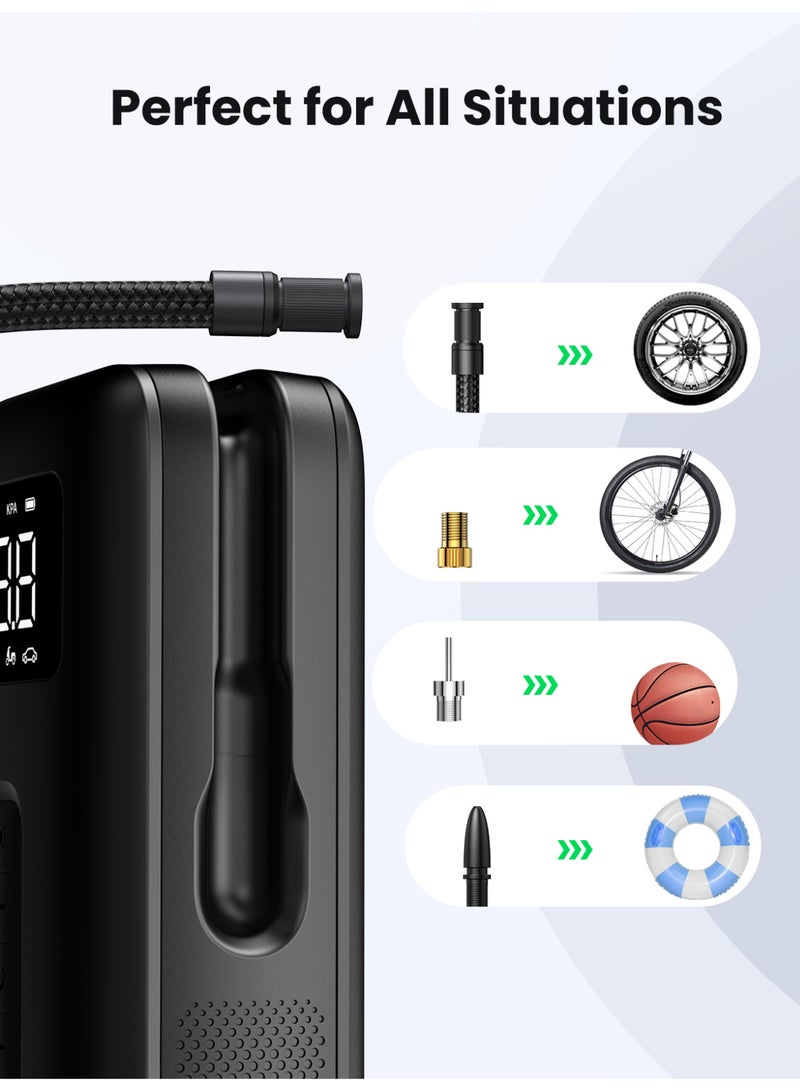 Ugreen Automatic Tire Inflator Portable Air Compressor External Power Free Multi-Devices Support & USB C Rechargeable Easy Operate Compatible With Car, Kind of Balls, Bike, Swimming Ring（Adapter Attached） - Image 3