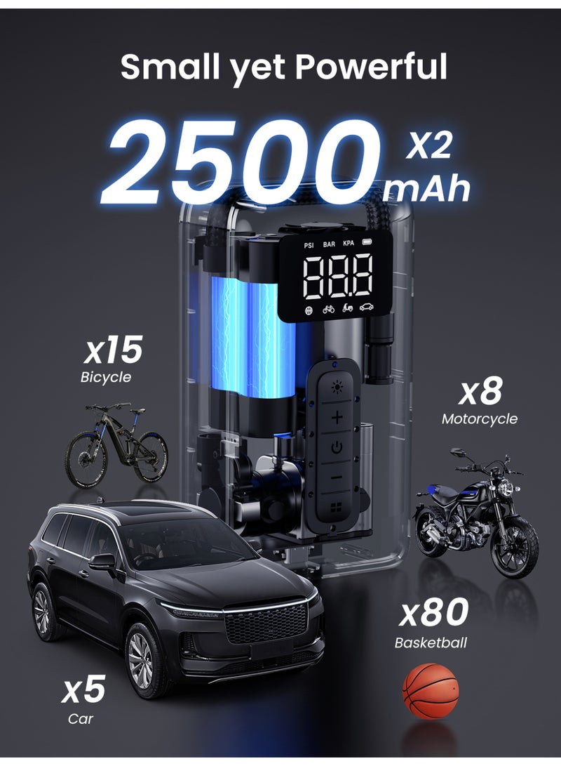 Ugreen Automatic Tire Inflator Portable Air Compressor External Power Free Multi-Devices Support & USB C Rechargeable Easy Operate Compatible With Car, Kind of Balls, Bike, Swimming Ring（Adapter Attached） - Image 4