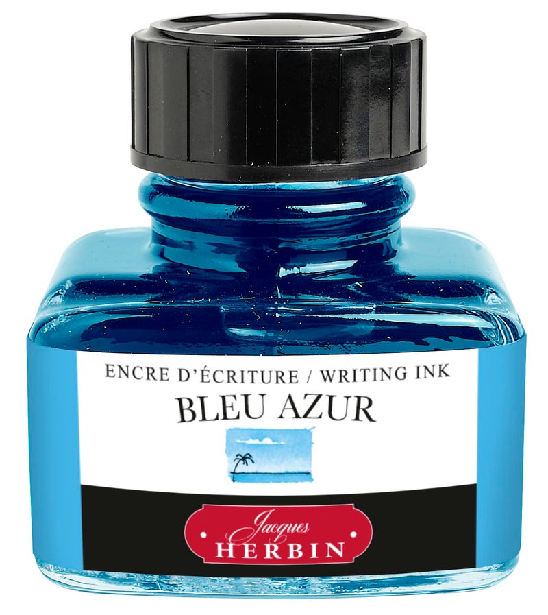 Jacques Herbin Herbin Fountain Pen Ink - 30ml Bottled - Bleu Azur - Image 4