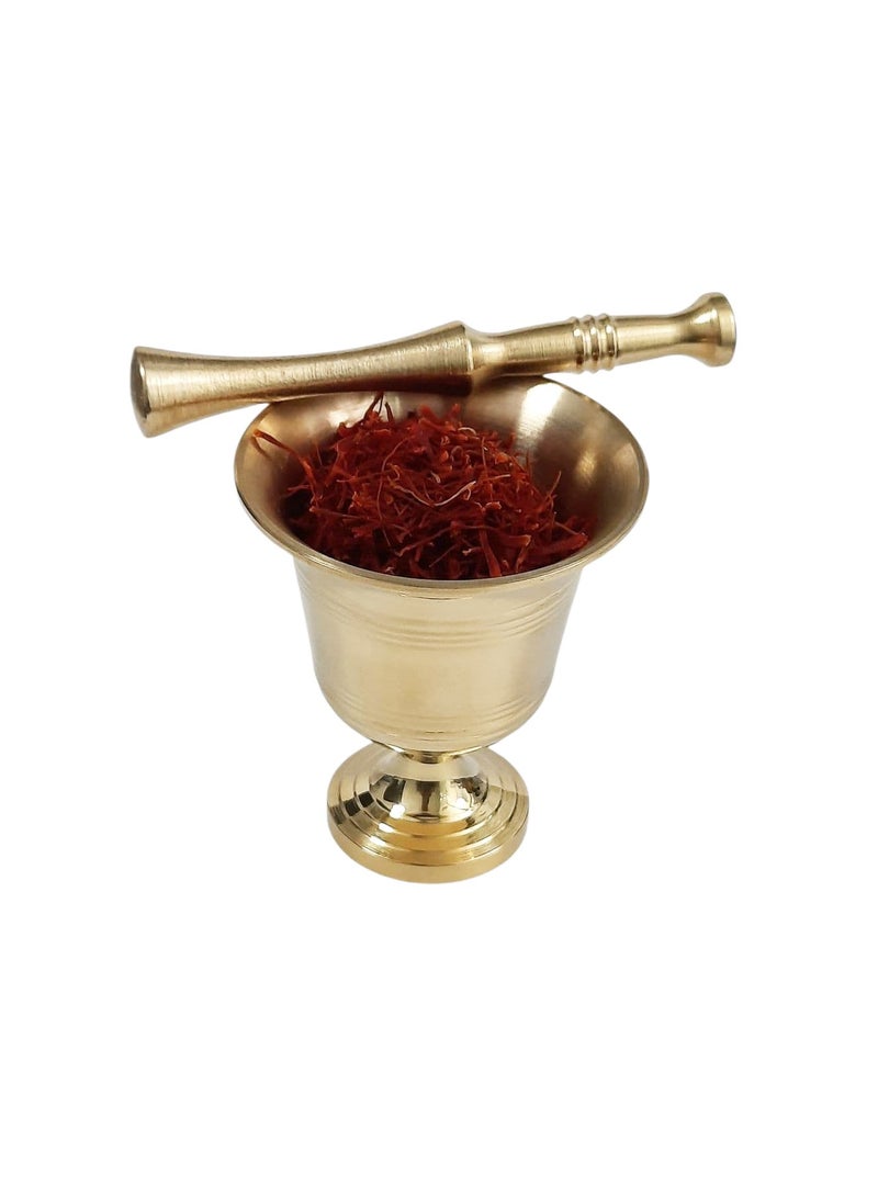 ZARCHIN Brass Mortar with Pestle - JAMI 50, 5.5cm Manual, Saffron, Spices Manual Grinder, Chutney Maker, Spices Mixer & Professional Use - Image 4