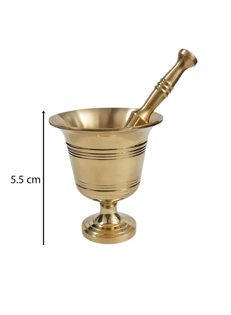 ZARCHIN Brass Mortar with Pestle - JAMI 50, 5.5cm Manual, Saffron, Spices Manual Grinder, Chutney Maker, Spices Mixer & Professional Use - Image 3