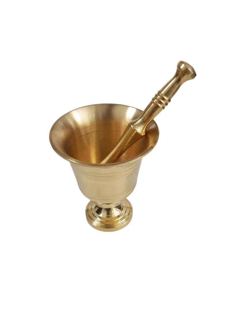 ZARCHIN Brass Mortar with Pestle - JAMI 50, 5.5cm Manual, Saffron, Spices Manual Grinder, Chutney Maker, Spices Mixer & Professional Use - Image 2