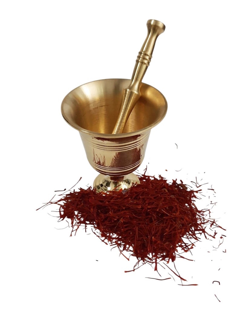ZARCHIN Brass Mortar with Pestle - JAMI 50, 5.5cm Manual, Saffron, Spices Manual Grinder, Chutney Maker, Spices Mixer & Professional Use - Image 5