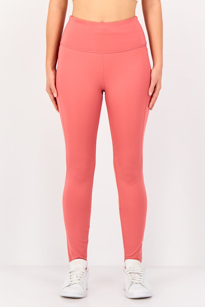 Nike Women Tight Fit Brand Logo Running 7/8 Leggings, Dark Peach - Image 1