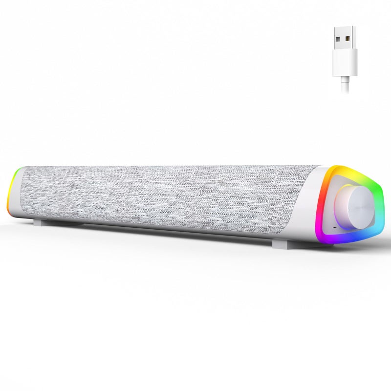 SOULION سماعات كمبيوتر بلوتوث SOULION R30 Plus لسطح المكتب، 6 أوضاع من أضواء LED مع زر تحكم شامل، شريط صوت يعمل بالطاقة عبر USB، شريط صوت محمول مع صوت محيطي لشاشة الكمبيوتر المحمول والهاتف. - Image 1