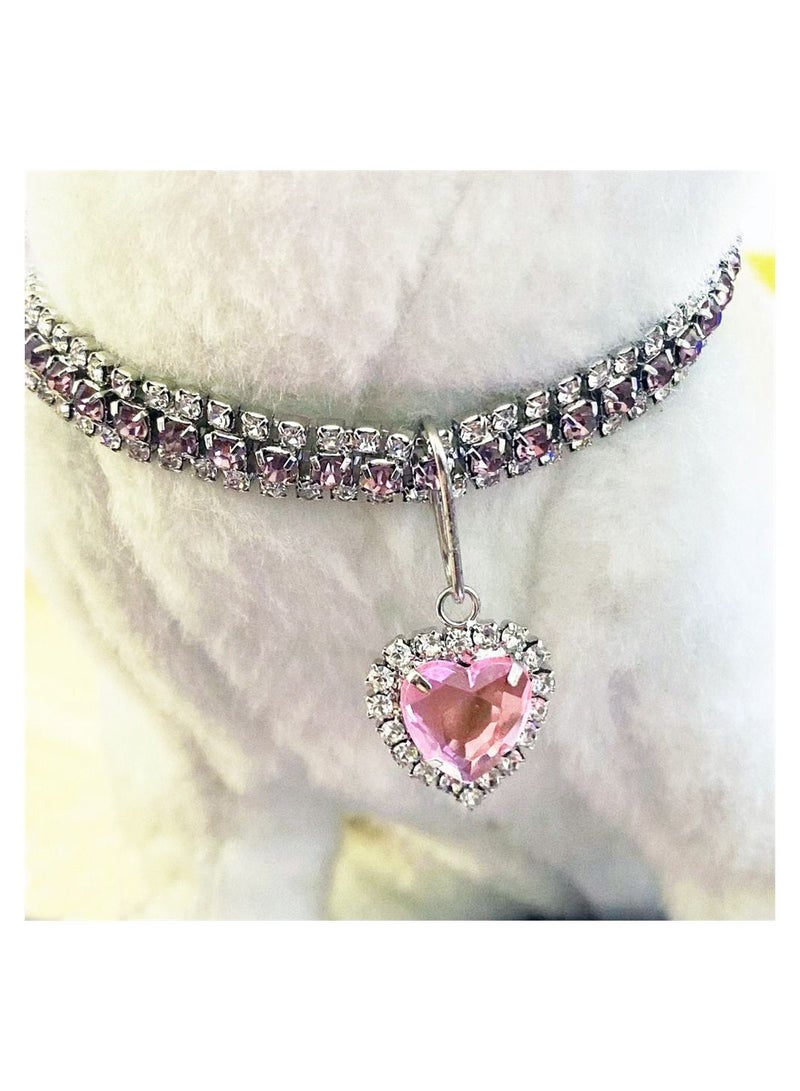 SYOSI Cat Collar 4 Pieces Heart Bling Rhinestone Cat Collar Pet Neck Jewelry Necklace Collar Breakaway Safety Buckle Pet Collar Soft Velvet Small Dog Collar - Image 2