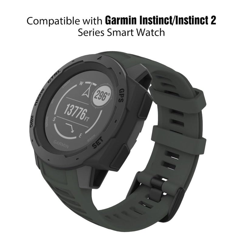 MoKo Watch Strap Compatible with Garmin Instinct Esports/Solar/Tactical/Tide Military Watch,Soft Silicone Adjustable Replacement Band Fit Garmin Instinct 2 Sports GPS Smart Watch - Graphit Gray - Image 2