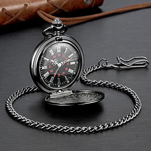 LYMFHCH Vintage Pocket Watch Roman Numerals Scale Quartz Pocket Watches with Chain Christmas Graduation Birthday Gifts Fathers Day - Image 3