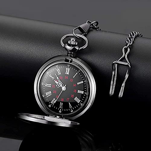 LYMFHCH Vintage Pocket Watch Roman Numerals Scale Quartz Pocket Watches with Chain Christmas Graduation Birthday Gifts Fathers Day - Image 4