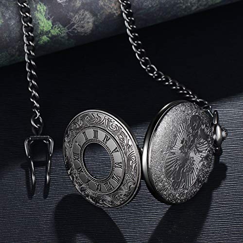 LYMFHCH Vintage Pocket Watch Roman Numerals Scale Quartz Pocket Watches with Chain Christmas Graduation Birthday Gifts Fathers Day - Image 5