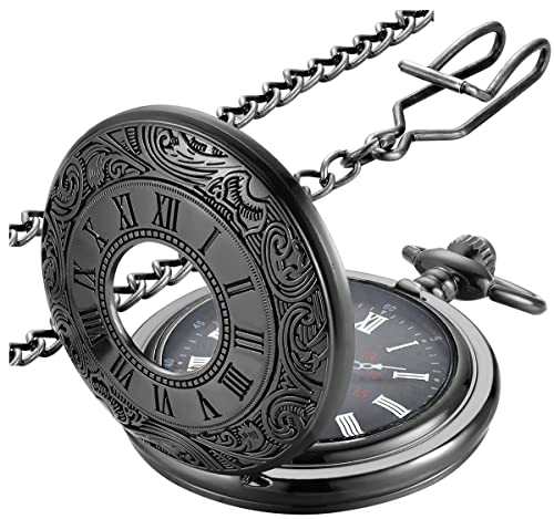 LYMFHCH Vintage Pocket Watch Roman Numerals Scale Quartz Pocket Watches with Chain Christmas Graduation Birthday Gifts Fathers Day - Image 1