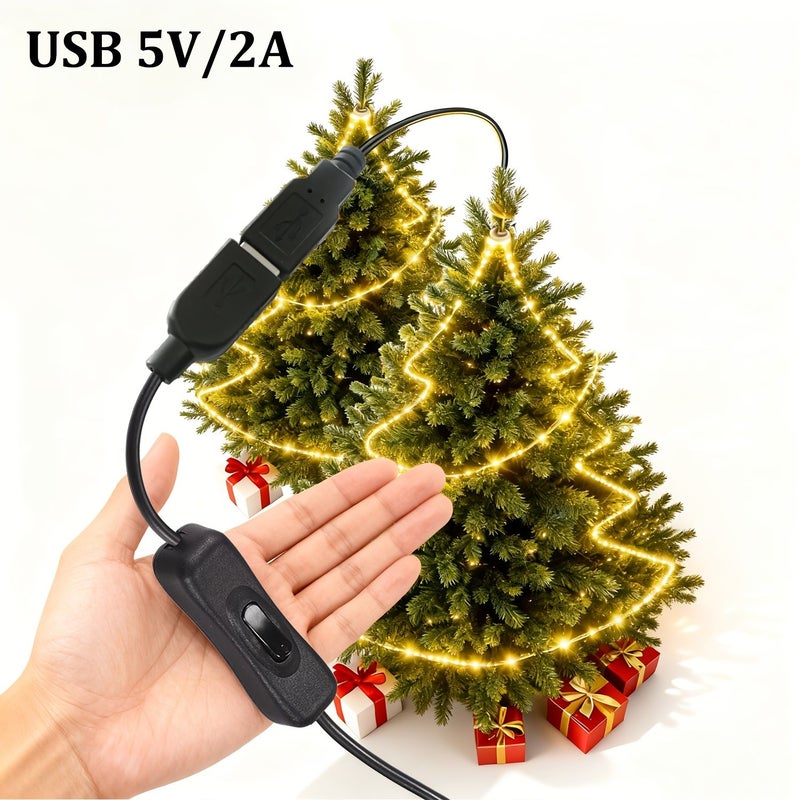 كابل تمديد USB 304 مع مفتاح كهربائي، بطول 72 بوصة، 5 فولت، ذكر إلى أنثى، عبوة من قطعتين، للمراوح وإضاءة LED - Image 2