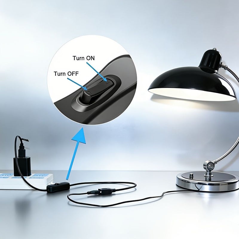 كابل تمديد USB 304 مع مفتاح كهربائي، بطول 72 بوصة، 5 فولت، ذكر إلى أنثى، عبوة من قطعتين، للمراوح وإضاءة LED - Image 5