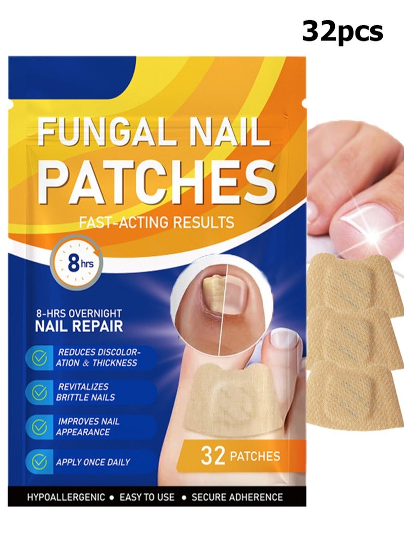 ATRJSZ 32 PCS Fungal Nail Patches for Broken Damaged Split Nails,Toenail Treatment Extra Strength,Nail Repair for Damaged Nails, Nails Care Supplies, Restore Discoloration and Thickness - Image 1