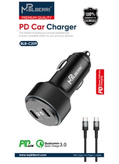 mpBLBERRI MPBLBERRI Premium Quality PD Car Charger, 66W, with Type-C to Type-C Cable, Fast Charging, Black  - Image 4