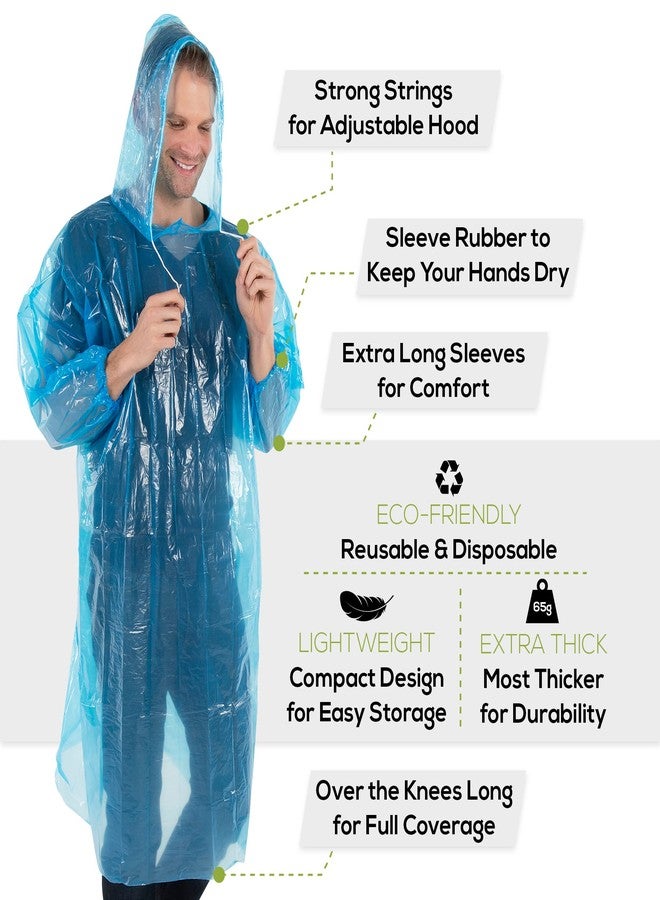 Wealers Rain Poncho Bulk Family Pack Thick Disposable Ponchos for Adults Teens for Women Men Emergency Raincoat with Hood Strings & Sleeves for Theme Parks Camping Outdoors Multi Colors Waterproof - Image 5