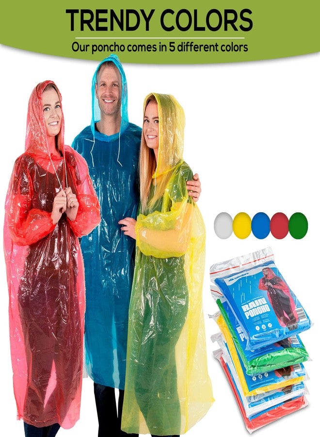 Wealers Rain Poncho Bulk Family Pack Thick Disposable Ponchos for Adults Teens for Women Men Emergency Raincoat with Hood Strings & Sleeves for Theme Parks Camping Outdoors Multi Colors Waterproof - Image 4