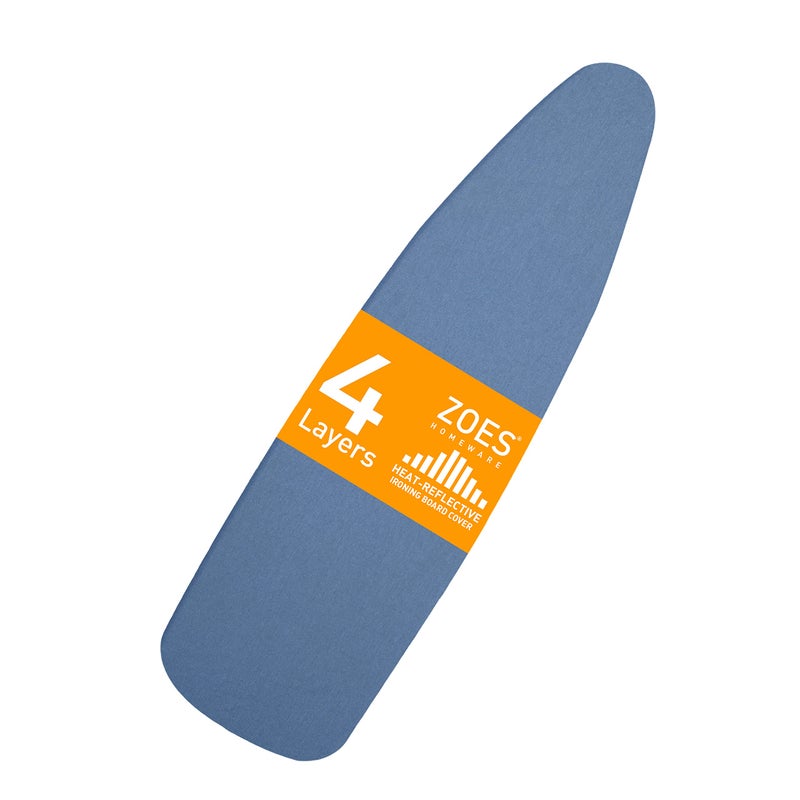 ZOES HOMEWARE ZOES HOMEWARE Ironing Board Cover and Pad  100 Cotton Cover with Padding Standard Size with Aluminum Coating  HeatReflective Ironing Board with Elastic Edges Set  54x15 Blue