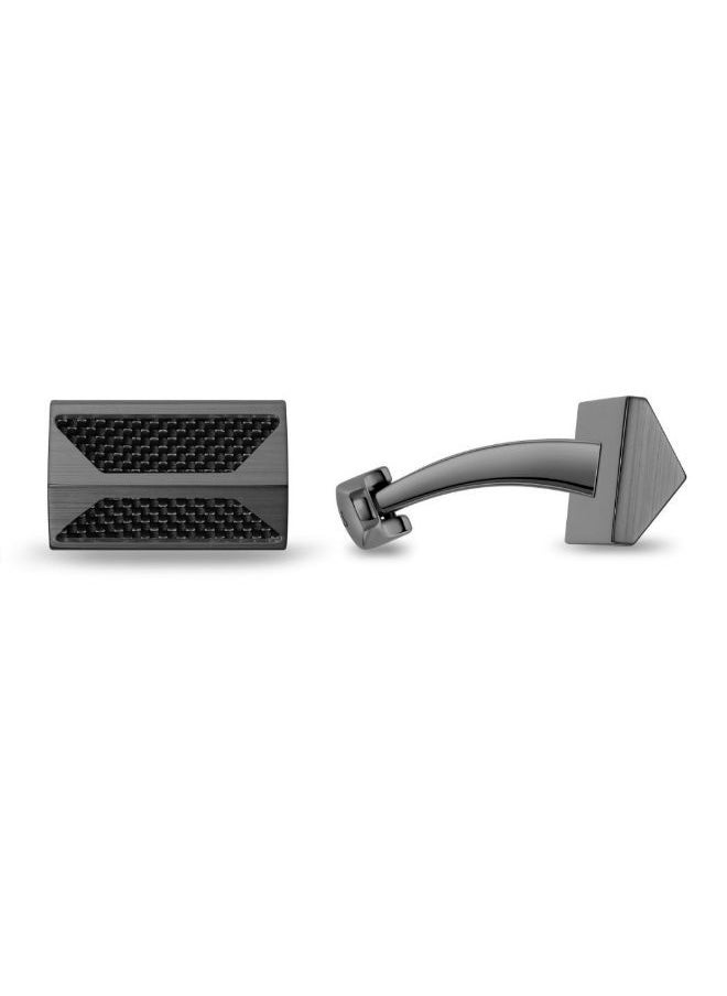 POLICE - Geometric Metal Cufflinks For Men Black Metal Plated - Image 1
