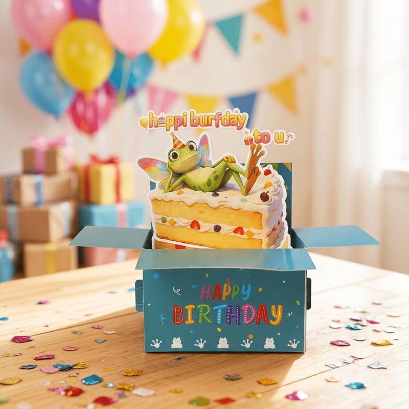 Frog 3D Pop Up Birthday Box Card Happy Surprise Gift - Image 5