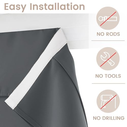 Vatge Sidelight Door Curtains for Front Door - Privacy Thermal Insulated Tie Up Shades, French Window Covering for Glass/Patio, 1 Panel, W12 x L70, Grey - Image 2