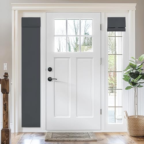 Vatge Sidelight Door Curtains for Front Door - Privacy Thermal Insulated Tie Up Shades, French Window Covering for Glass/Patio, 1 Panel, W12 x L70, Grey - Image 1