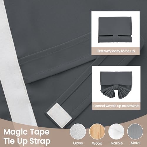 Vatge Sidelight Door Curtains for Front Door - Privacy Thermal Insulated Tie Up Shades, French Window Covering for Glass/Patio, 1 Panel, W12 x L70, Grey - Image 4