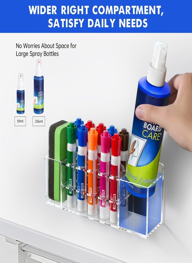 Banafich Magnetic Dry Erase Marker Holder for Whiteboard, Wall Mount or Magnetic, Clear Transparent Acrylic Pen Holder for Refrigerator, Office, Classroom - Image 2