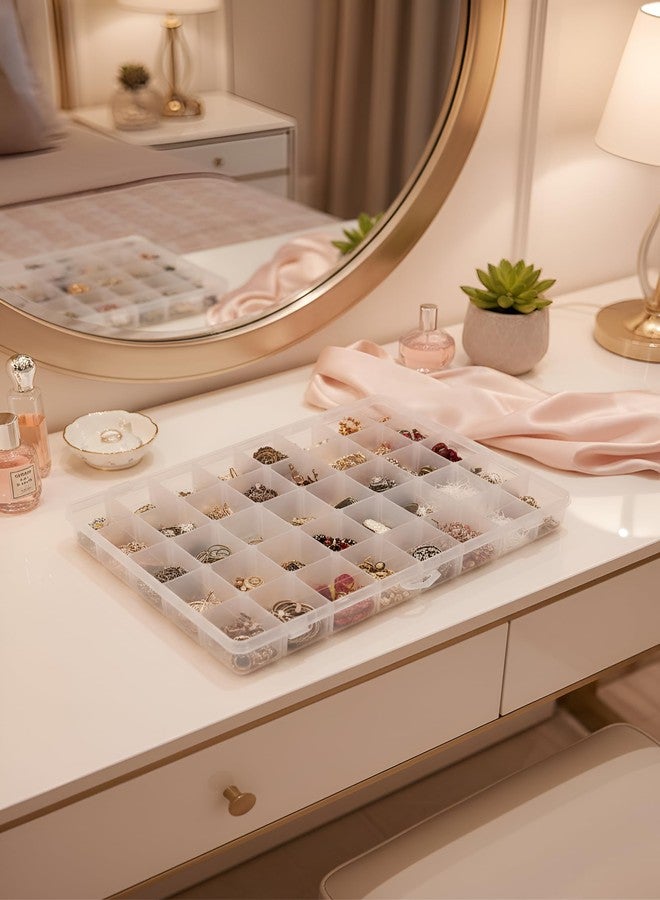 Brezzycloud Transparent Jewelry Organizer – 36-Grid Storage Box with Adjustable Sections for Earrings, Beads & Craft Supplies - Image 2