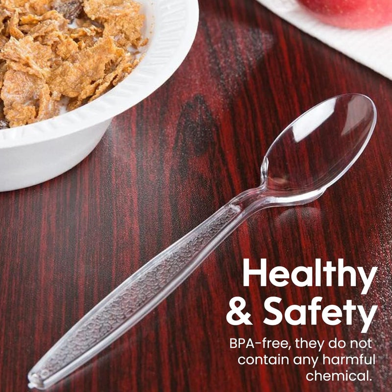 SNH Packing Clear Plastic Spoon - Heavyweight Disposable Spoon, Heavy Duty Cutlery Utensils Perfect For Parties And Restaurants 50 Pieces. - Image 5