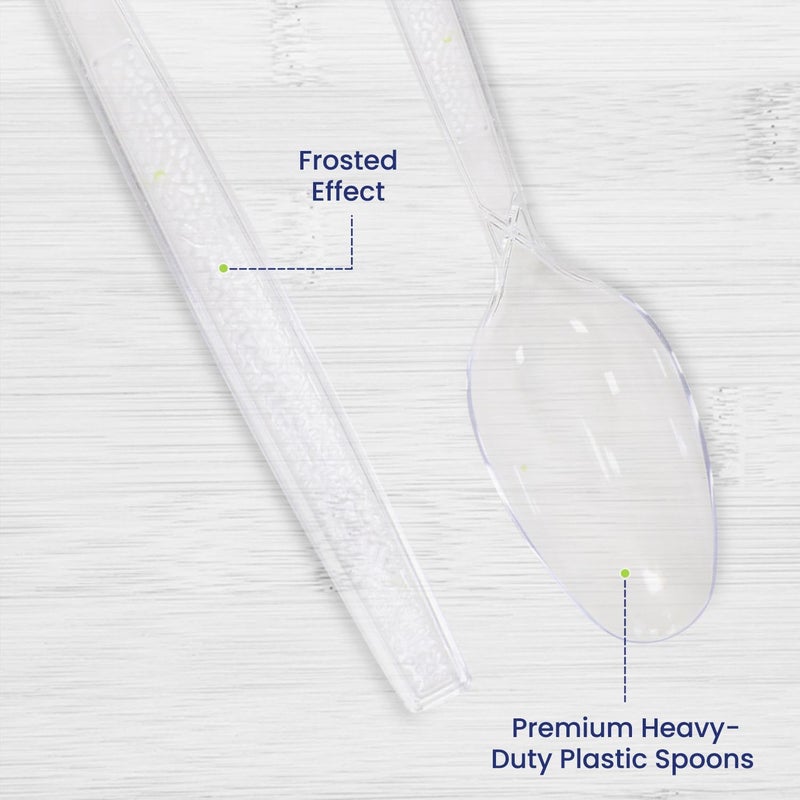 SNH Packing Clear Plastic Spoon - Heavyweight Disposable Spoon, Heavy Duty Cutlery Utensils Perfect For Parties And Restaurants 50 Pieces. - Image 4