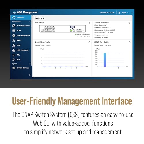 QNAP 12-Port Half-Width Rackmount 10GbE Managed Network Switch (QSW-M3212R-8S4T-US). Layer 2, Web Management - Image 4