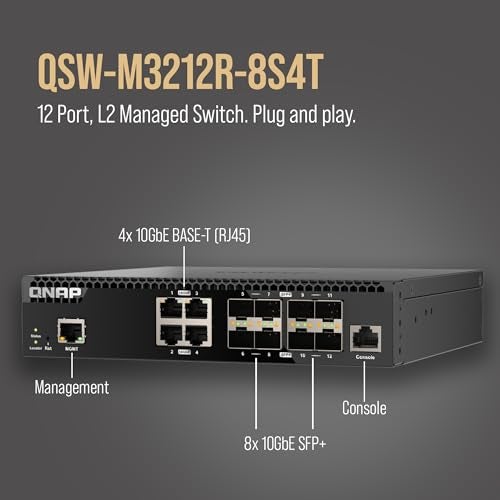 QNAP 12-Port Half-Width Rackmount 10GbE Managed Network Switch (QSW-M3212R-8S4T-US). Layer 2, Web Management - Image 3