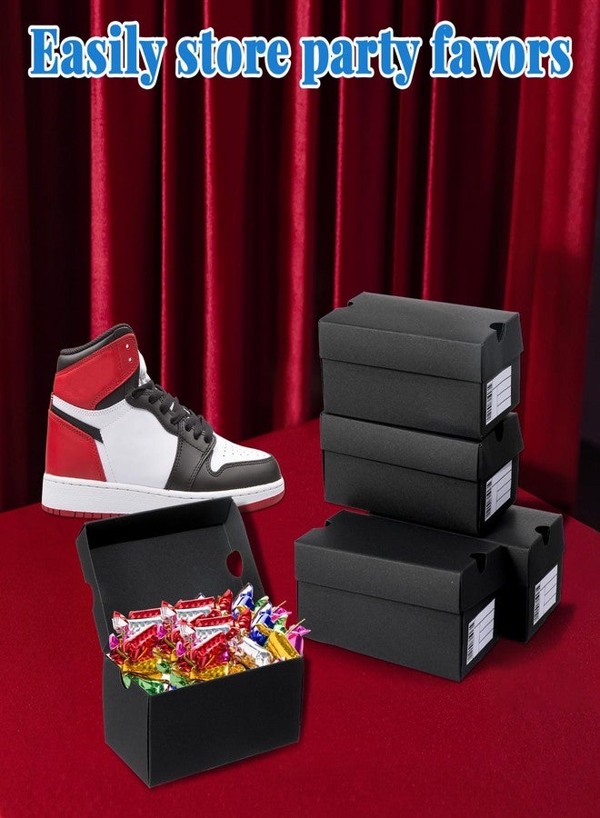 Bornerwhite 24 Sets Mini Shoe Gifts Boxes Mini Sneaker Boxes 4.7x2.5x2 Small Shoe Cases Cardboard Sports Theme Small Gift Case with Writable Label Birthday Party Favor for Candies Cookies Snacks Black - Image 5