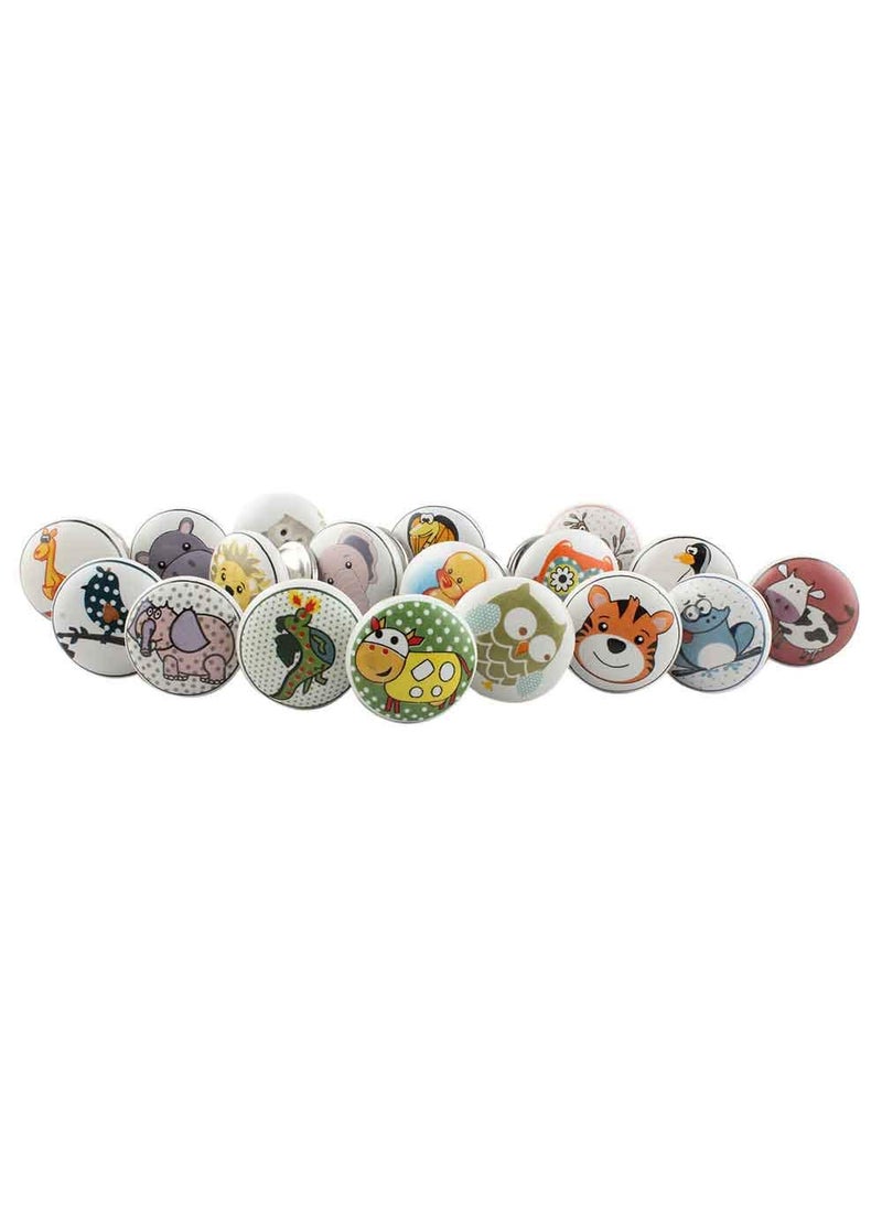 Indian-Shelf IndianShelf Pack of 15 Multicolor Drawer Pull Ceramic Door Pull Round Drawer Knob Animal Dresser Knob Door Handles Modern Knobs for Dresser Furniture Hardware Pulls and Knobs Kitchen Drawer Pull 